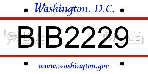 BIB2229 District Of Columbia License Plate