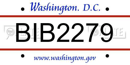 BIB2279 District Of Columbia License Plate
