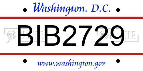 BIB2729 District Of Columbia License Plate