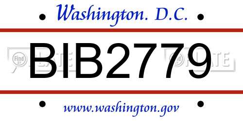 BIB2779 District Of Columbia License Plate
