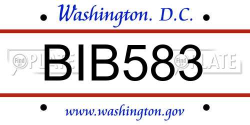 BIB583 District Of Columbia License Plate