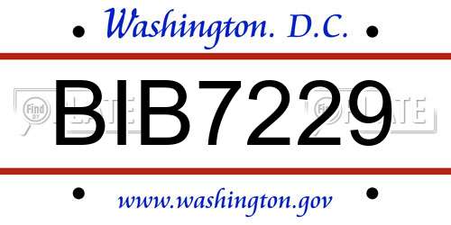 BIB7229 District Of Columbia License Plate