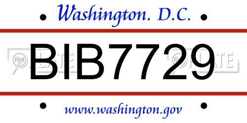 BIB7729 District Of Columbia License Plate