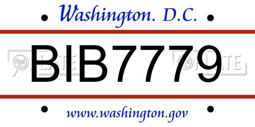 BIB7779 District Of Columbia License Plate