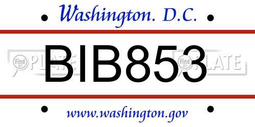 BIB853 District Of Columbia License Plate