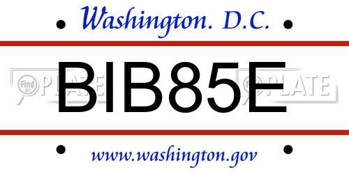 BIB85E District Of Columbia License Plate