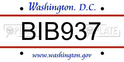 BIB937 District Of Columbia License Plate