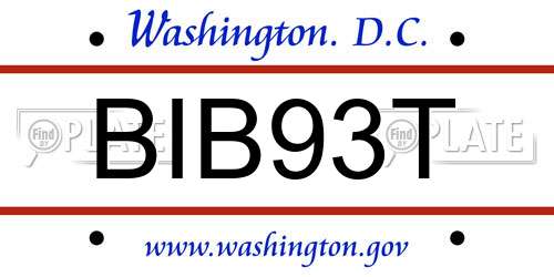 BIB93T District Of Columbia License Plate