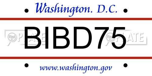 BIBD75 District Of Columbia License Plate