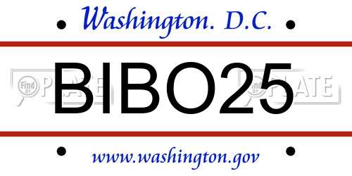 BIBO25 District Of Columbia License Plate