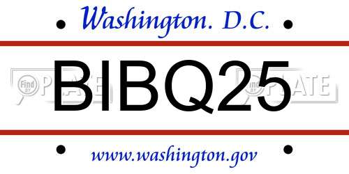 BIBQ25 District Of Columbia License Plate