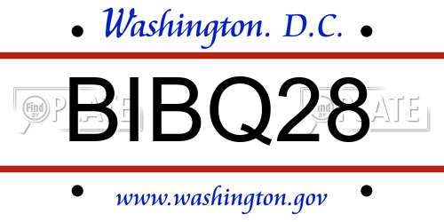 BIBQ28 District Of Columbia License Plate