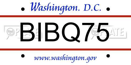 BIBQ75 District Of Columbia License Plate