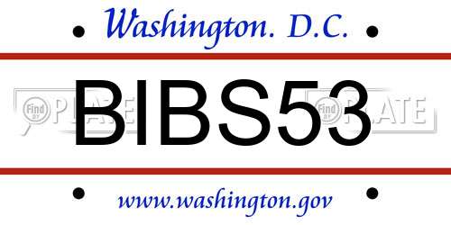 BIBS53 District Of Columbia License Plate