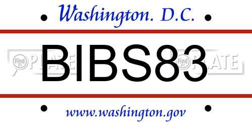 BIBS83 District Of Columbia License Plate