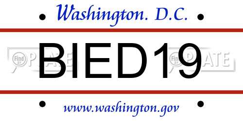BIED19 District Of Columbia License Plate