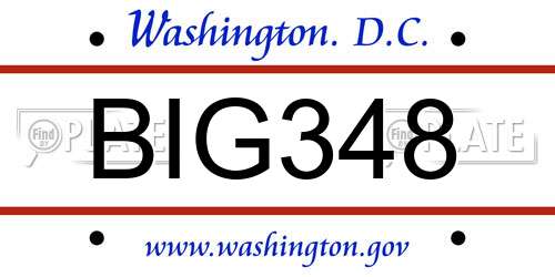 BIG348 District Of Columbia License Plate