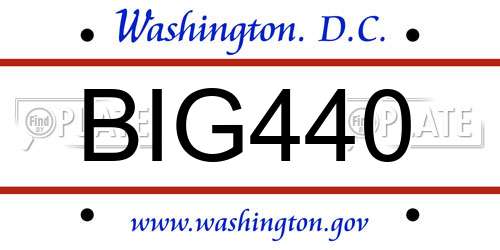 BIG440 District Of Columbia License Plate