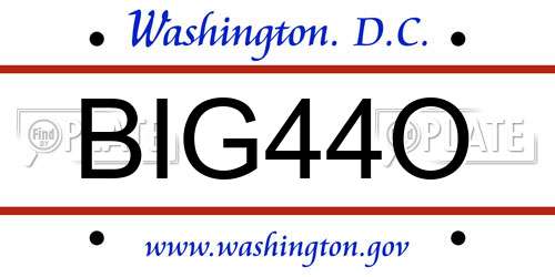 BIG44O District Of Columbia License Plate