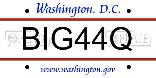 BIG44Q District Of Columbia License Plate
