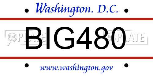 BIG480 District Of Columbia License Plate