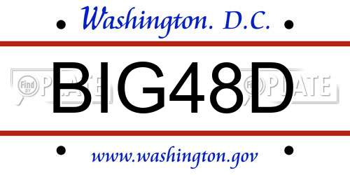 BIG48D District Of Columbia License Plate