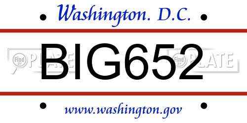 BIG652 District Of Columbia License Plate