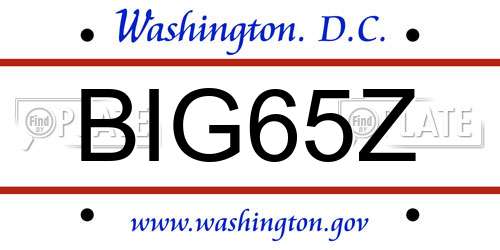 BIG65Z District Of Columbia License Plate