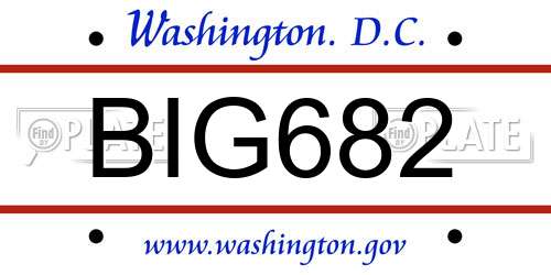 BIG682 District Of Columbia License Plate