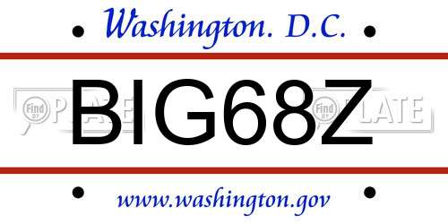 BIG68Z District Of Columbia License Plate