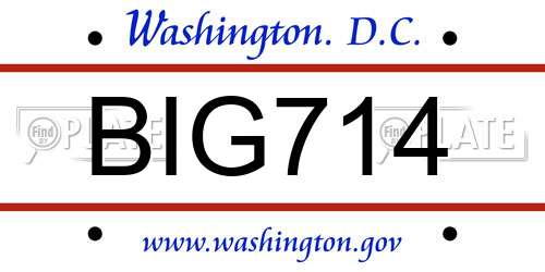 BIG714 District Of Columbia License Plate