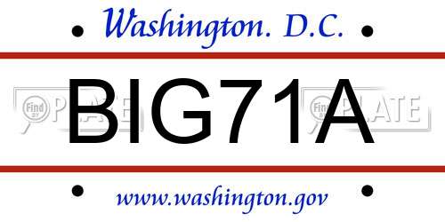 BIG71A District Of Columbia License Plate