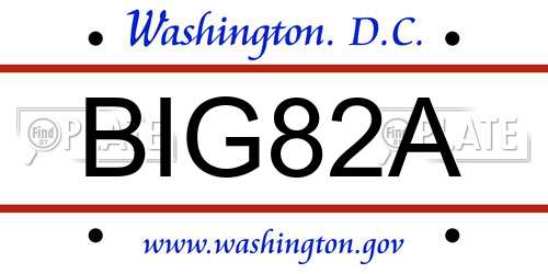 BIG82A District Of Columbia License Plate