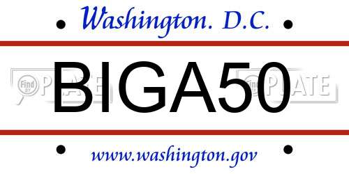 BIGA50 District Of Columbia License Plate