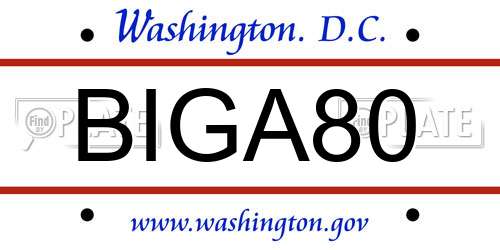 BIGA80 District Of Columbia License Plate
