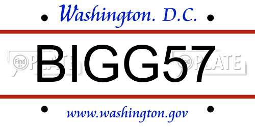 BIGG57 District Of Columbia License Plate