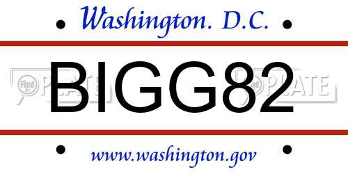 BIGG82 District Of Columbia License Plate