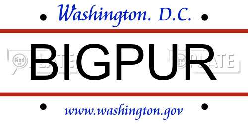 BIGPUR District Of Columbia License Plate