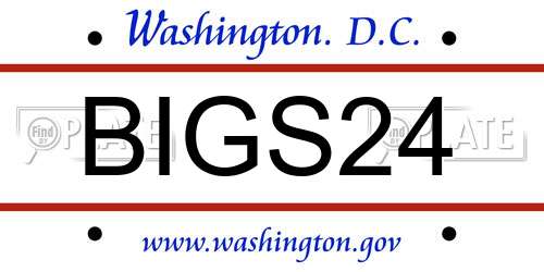 BIGS24 District Of Columbia License Plate