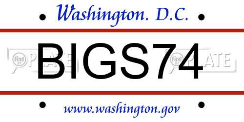 BIGS74 District Of Columbia License Plate