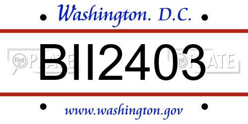 BII2403 District Of Columbia License Plate