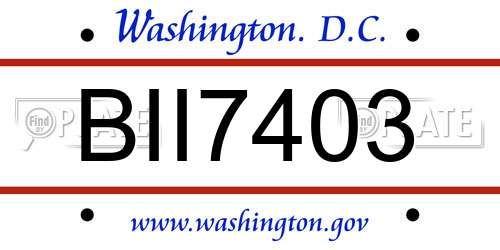BII7403 District Of Columbia License Plate