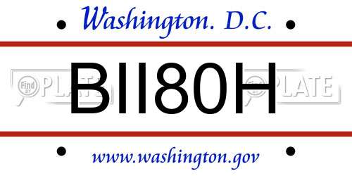 BII80H District Of Columbia License Plate