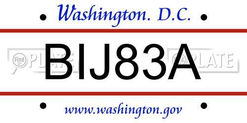 BIJ83A District Of Columbia License Plate
