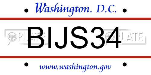 BIJS34 District Of Columbia License Plate