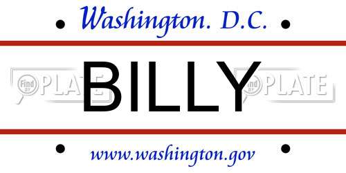 BILLY District Of Columbia License Plate
