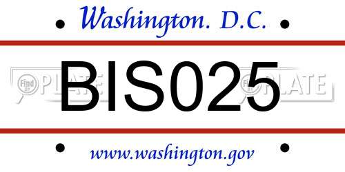 BIS025 District Of Columbia License Plate