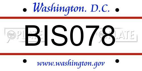 BIS078 District Of Columbia License Plate