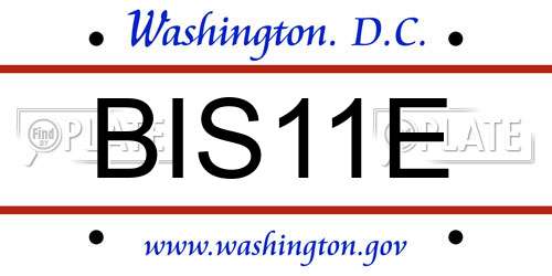 BIS11E District Of Columbia License Plate
