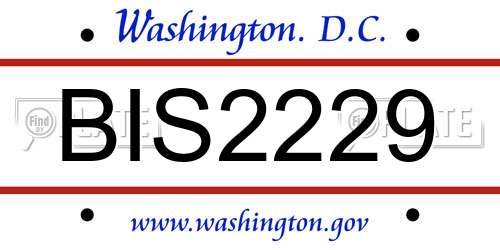 BIS2229 District Of Columbia License Plate